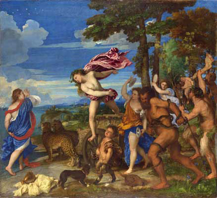 Bacchus and Aridne by Titian. Lapis lazuli and vermillion overload